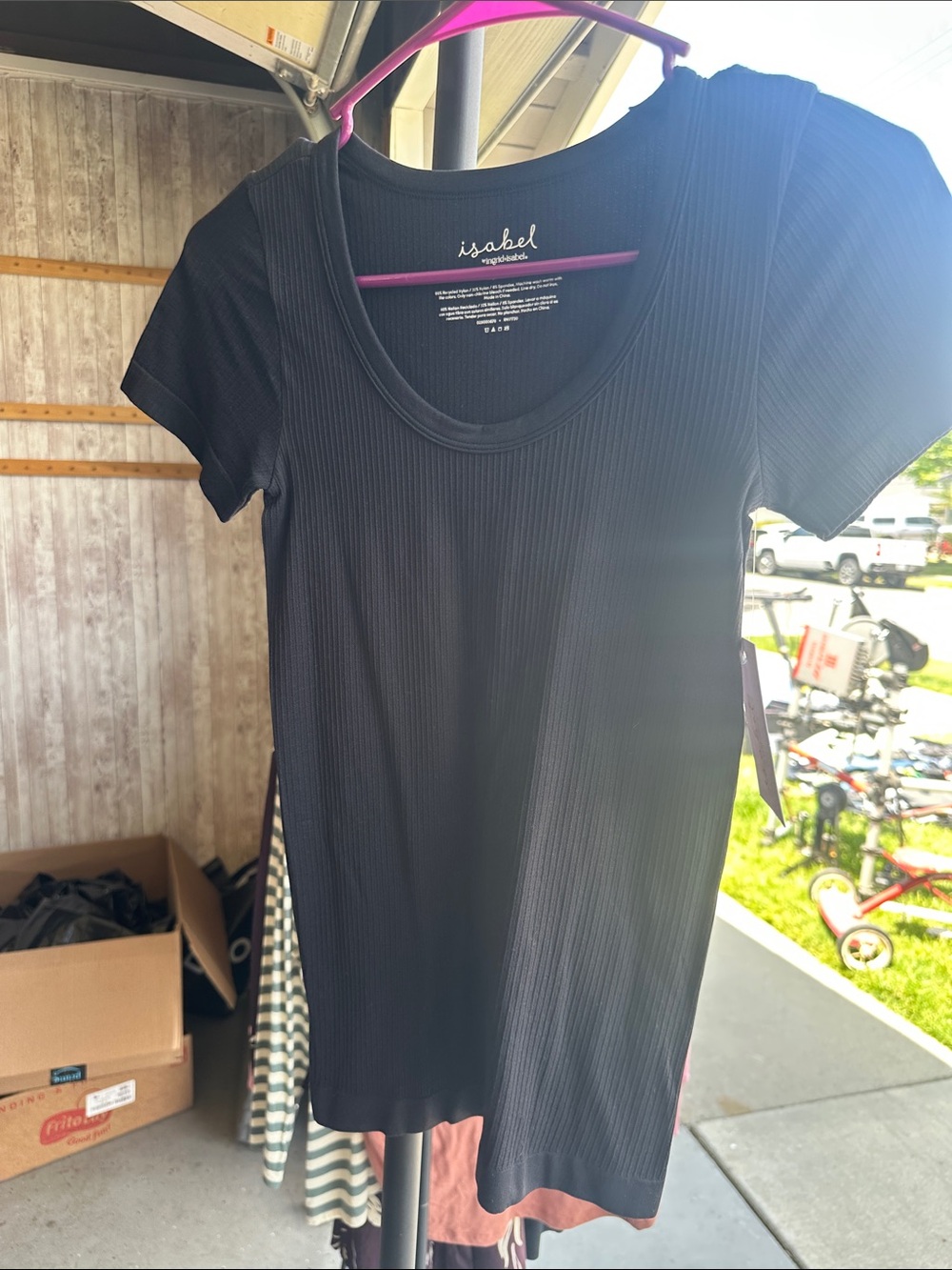 Isabel Ribbed Scoop Neck Black Women's Top maternity